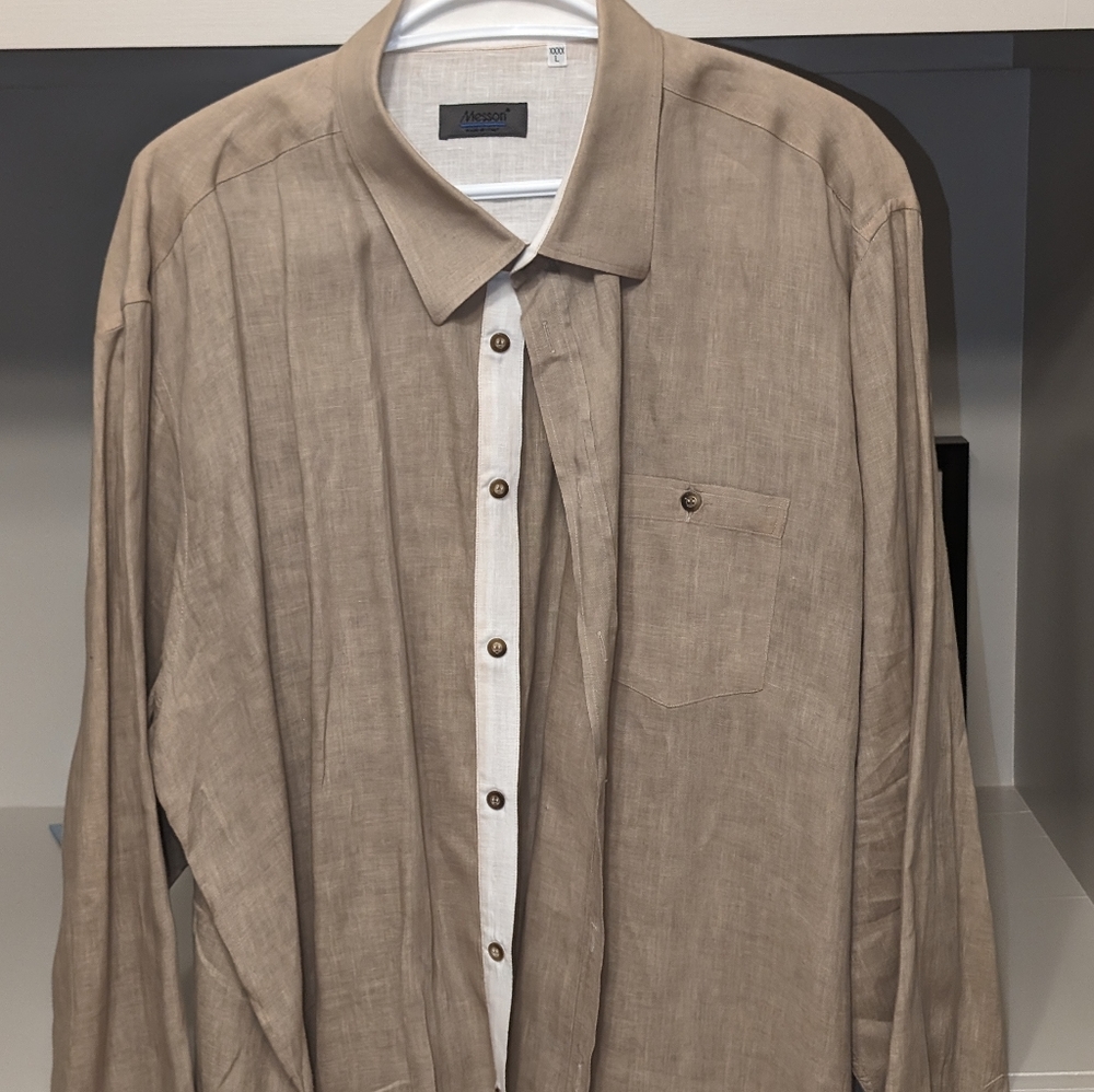 Messori 100% linen beige men's shirt XXXl worn once or twice.Made in Italy